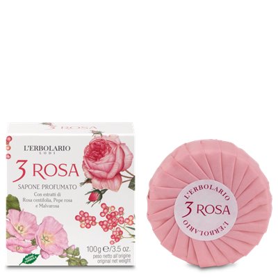 3 ROSA SAPONE PROFUMATO 100 GR