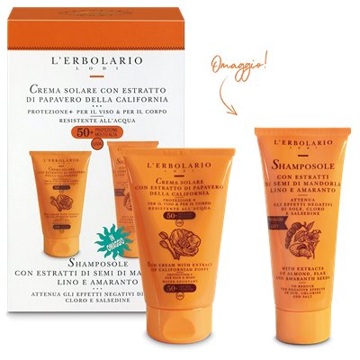 KIT SOLARE: CREMA SOLARE SPF50+ DA 125 ML IN OMAGGIO SHAMPOSOLE DA 100 ML