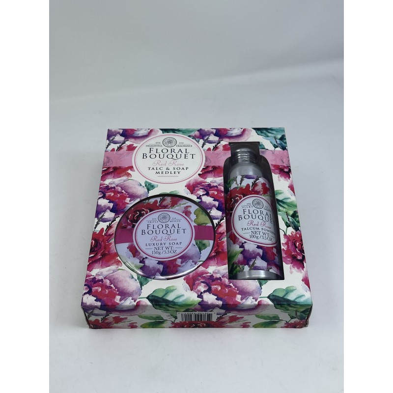 CONFEZIONE REGALO ROSA ROSSA SAPONE IN LATTINA 150 GR+TALCO 100 GR