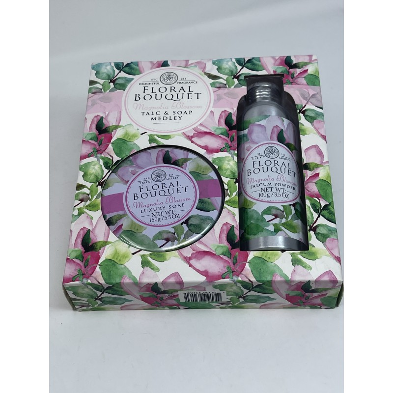 CONFEZIONE REGALO - MAGNOLIA BLOSSOM SAPONE IN LATTINA 150 GR+TALCO 100 GR